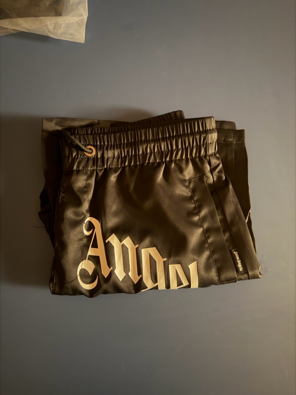 Palm Angels Black Swim Trunks with Cream Logo